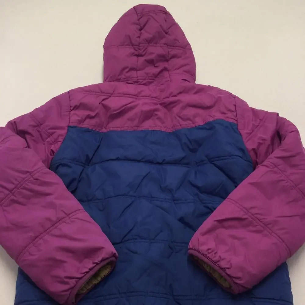 Eddie Bauer Jacket Youth Large 14/16 Purple Blue Hooded Puffer Sherpa Lined